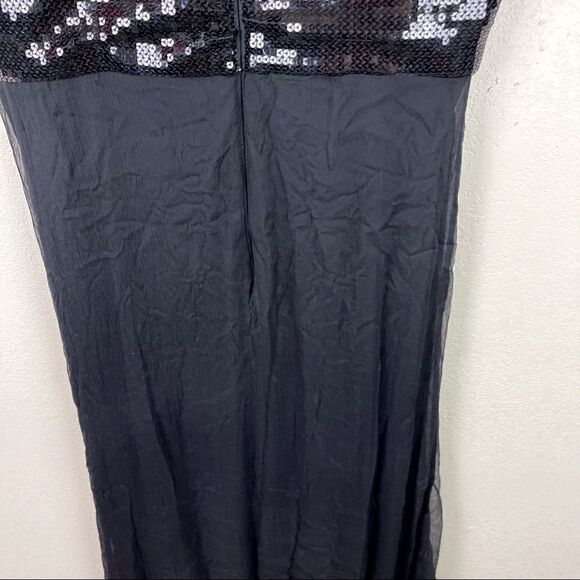 Tadashi Shoji Black Sequin Silk Maxi Dress Size 12 - Picture 7 of 9